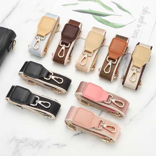 Hamdecro Purse Straps Replacement Crossbody, Universal Wide Shoulder Strap for Bags Adjustable Straps for Handbags, Silver Buckle - Black - color: Silver - Black