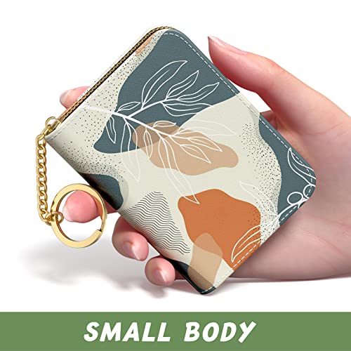 Credit Card Holder for Women, Small RFID Wallet Slim Leather Card Case - color: B-Desert Leaf, size: Keychain