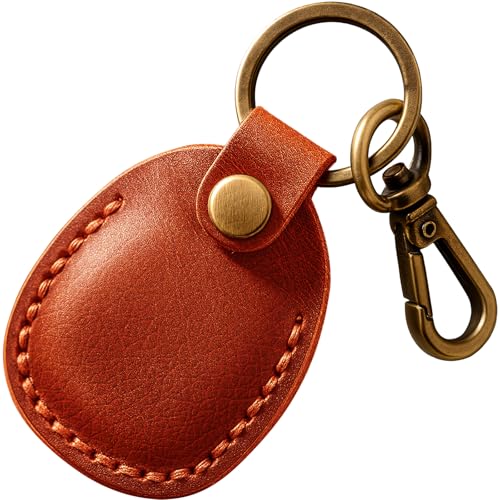 Genuine Leather AirTag Holder for Apple AirTag 1st 2nd Gen - Reddish Brown - color: Reddish Brown