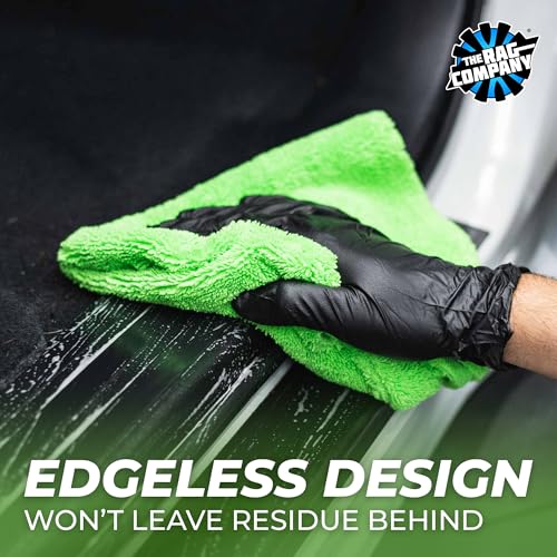 The Rag Company - Creature Edgeless Auto Detailing Towels (10-Pack) Professional 70/30 Blend, Dual-Pile Plush Microfiber, Buffing & Polishing, 420gsm, 16in x 16in, Lime Green - color: Lime Green