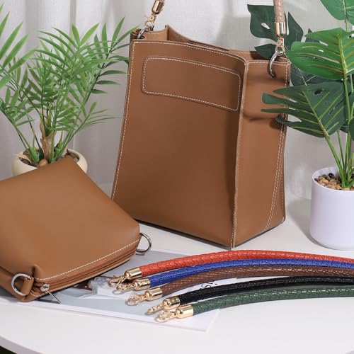 PATIKIL 2 Pcs Braided Purse Straps, 15.7 Inch Leather PU Braided Purse Replacement Handle with Metal Buckles for Handbag Underarm Bags Tote, Khaki - color: Khaki
