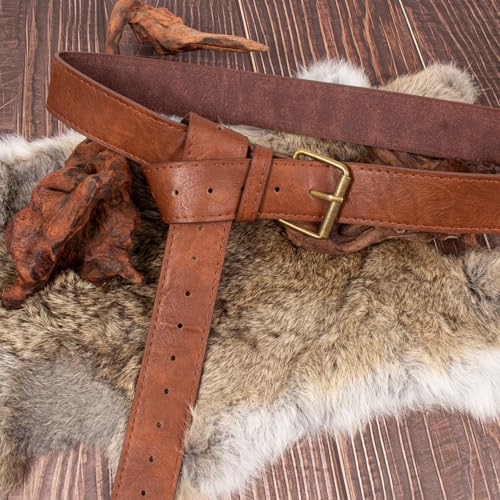 SUMGOGO Retro Belt Pouch Waist Bag Womens Fanny Pack Cellphone Holder Steampunk Medieval Renaissance Purse Costume Accessory - color: New-Brown
