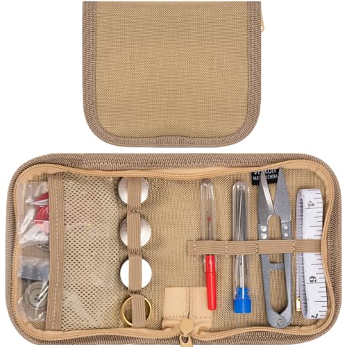 Military Sewing Kit, Army Survival Sewing Kit with Buttons for Men, Women | Small Repair Sewing Tools with Zipper in Nylon Case Basic for Home, Outdoor, Tactical EDC Sew Kit, Sewing Kit for Adults - color: Coyote, size: 1 Pack