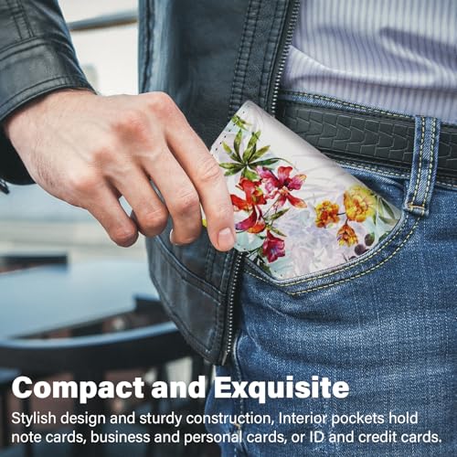 Business Card Holder，PU Leather Business Card Case Color Printing Pattern Card Holder Wallet，Pockets Magnetic Credit Card Holders for Men and Women - Flamingo - color: Deep Pink