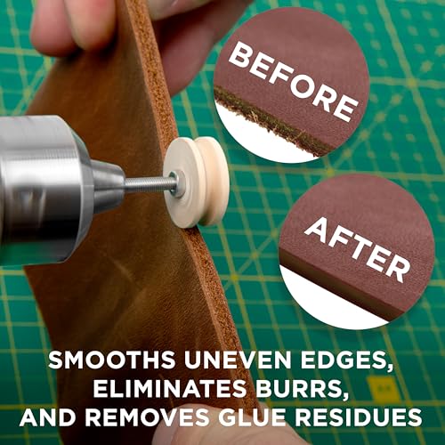 Shkira Set of 12 Leather Edge Burnishing Bits for Rotary Tools - Leathers Polishing Bits - Leatherman Working Tools - Perfect for Sanding, Polishing, Grinding Leather Edges & Burrs