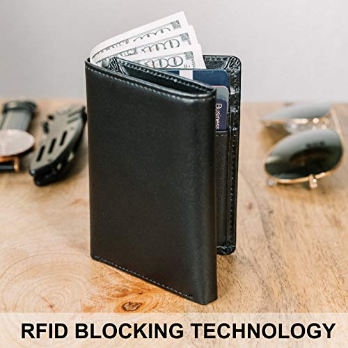 Top Grain Leather Trifold Wallet for Men | Ultra Strong Stitching | Handcrafted Argentinian Leather | RFID Blocking | Extra Capacity Trifold Wallet |Thin and Sophisticated Tri-Fold Design - color: Black