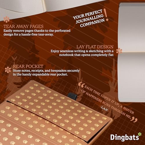 Dingbats* Wildlife Lined Writing Journal Notebook A5 - Vegan Leather Hardcover - Ideal for Work, Travel - Pocket, Elastic Closure, & Bookmark - color: Brown Bear, style: Lined