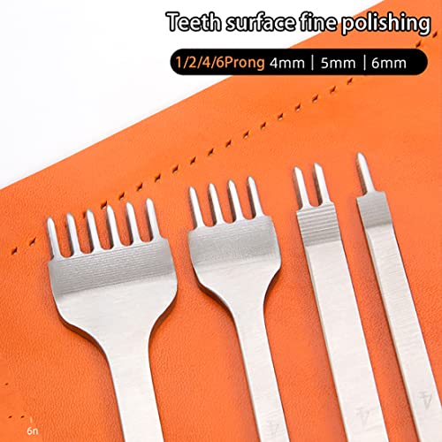 WUTA Leather Hole Punch Tool Pricking Iron Hole Puncher 4mm 1/2/4/6 Prong Tooth Lacing Diamond Stitching Chisel Set for DIY Leather Craft Kits (Silver) - color: Silver, size: 1nd 4mm 1/2/4/6