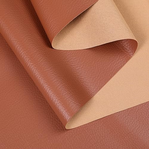 Marine Vinyl Upholstery Faux Leather Fabric, 1 Yard Brown | Marine Grade Faux Leather Vinyl by the Yard, Waterproof, Soft & Durable, for Boat, Furniture Upholstery, DIY Sewing Crafts - color: Brown, size: 1 Yard 55" x 36" (Pre-cut)