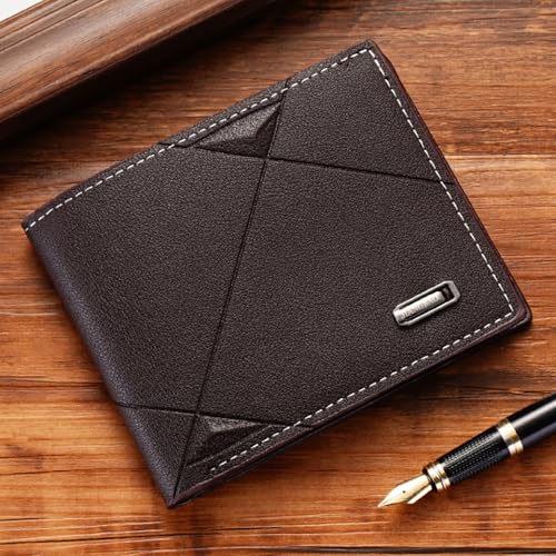 Slim Wallet for Men with Money Clip, Minimalist Wallet with Zipper, Bifold Mens Wallets with Credit Card Holder, PU Leather Men's Wallet with Coin Purse, Carteras Para Hombres (Coffee H) - color: Coffee H