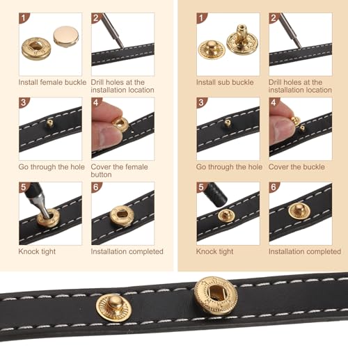 HARFINGTON 25 Set Leather Snap Fasteners Kit 12.5mm Metal Snap Button Press Studs Leather Rivets Snaps with 3 Setter Tools for Clothes Jackets Jeans Wears Bags, Silver - color: White, size: 12.5mm
