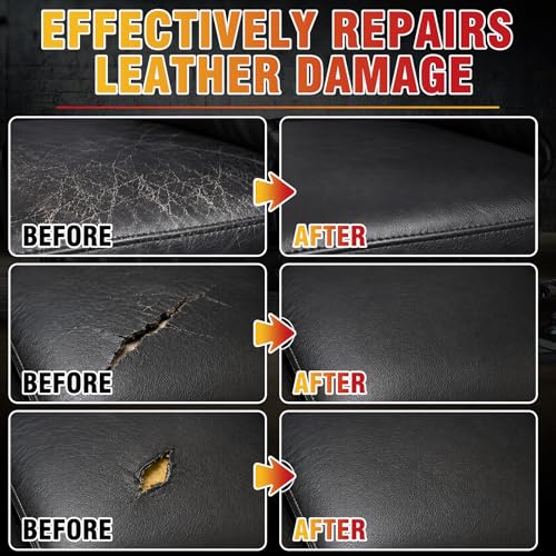 Black Leather Repair Kit, Vinyl Repair Kit Repairs Scratches, Cracks, Holes on Car Interiors, Furniture, Jacket, Sofa, Car Seat, Couch, Purse, Faux, Genuine Leather with Super Easy Instructions