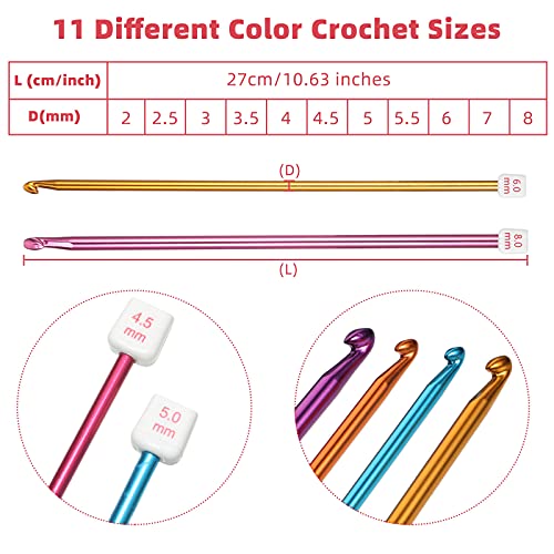 Waydress Tunisian Crochet Hooks Set with Cable 2-8 mm, Smooth Afghan Hooks