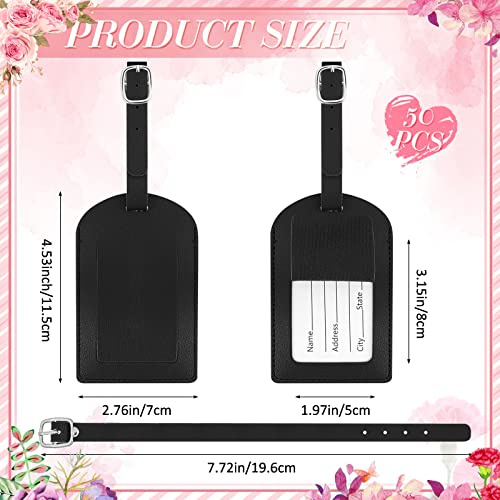 Hillban 50Pcs Leather Luggage Tags for Suitcase,Wedding Favors - color: Black