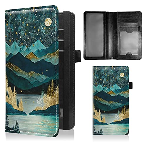 Checkbook Covers for Personal Checkbook Duplicate Checks RFID Blocking Checkbook Cover for Women Men with Elastic Strap Card Slots Pen Holder - Mountains - color: Mountains