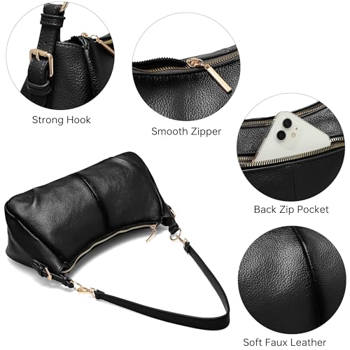 GEMIU Small Shoulder Handbags for Women Satchel Purses Hobo Underarm Bag - color: Black