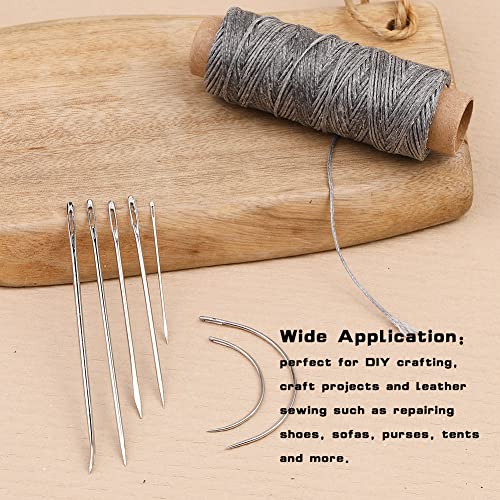 Waxed Thread 55 Yards, Leather Sewing Waxed Thread Dark Gray | Leather Sewing Waxed Thread with Hand Sewing Needles for Home Upholstery Carpet Leather Canvas Repair and Sewing - color: Dark Gray, size: 55Yard
