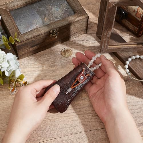 4.33 x 2.48 Inch Medieval Cowhide Leather Drawstring Coin Pouch Vintage Change Purse Mini Genuine Leather Jewelry Storage Bag Waterproof Dice Holder Bag for Men Women Earphone Earring Money - color: brown
