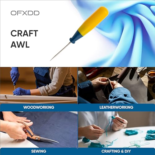 Quick Leather Awl with Plastic Handle Punch - Pack of 4 - Fine Point Sheet Scratch Awls Tool Bookmaking Working