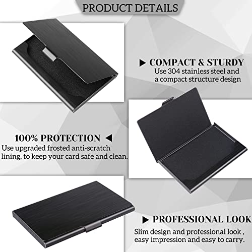 Slim Business Card Case for Men & Women, Pocket Metal Case, Professional Stainless Steel Business Card Holders, Purse Name Card Holder, Buckle Style Shut, Black - style: Black