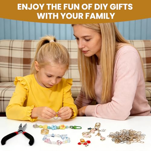 Aucscott DIY Keychain Making Kit with Charms for Girls, Aesthetic Personalized Lip Gloss Bracelet Bag Charms Personalized Cute Keychains Craft Kit Gift for Teens, Besties, Friends & Birthday - color: Multicolor - 740Pcs Kit