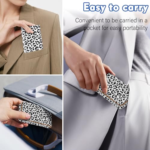 Business Card Holder, PU Leather Printing Business Card Case Pocket with Magnetic Shut, Portable Business Card Carrier Holder for Women or Men (Leopard-White) - color: Leopard-White