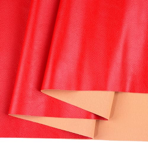 Ramya Faux Leather Sheets Roll 12" X 53"(30cm X 135cm) Upholstery Faux Leather Suitable for Handmade DIY, Earrings, Hair Clips, Sewing Crafts Projects (Red) - color: Red
