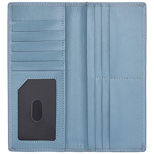 Ultra Slim Thin Leather Women Wallet RFID Blocking Credit Card Holder Bifold Long Ladies Billfold - color: 2- Light Blue