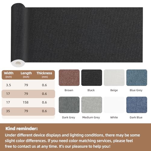 Fabric Repair Tape, Self-Adhesive Couch Patch for Furniture, Cloth | Linen, Self-adhesive, quick repair, strong stick, large size, couch repair patch, furniture repair tape, cut to size - color: Linen Dark Grey, size: 3.5X79 Inch
