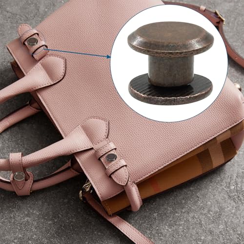 60 Sets Red Bronze Chicago Screws, M5*4mm Leather Rivets Screw Rivets Buttons DIY Leather Trim Craft Bookbinding for Decorate Repair Belt Bag Shoes Purse - color: Red Bronze