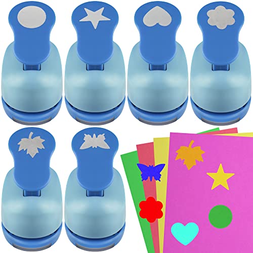 ECOHU Set 6 Craft Hole Punch 1-inch, Craft Punchers - Heart, Circle, Star, Butterfly, Maple Leaf, Flower Paper Punch Sets for Crafting & DIY Projects. (Set 6) - style: Set 6