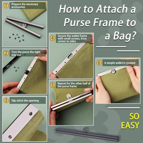 BUTUZE 4 Pieces Bag Clasps, 7.48inch Metal Purse Clasp, Coin Purse Clasp, Flip Lock Wallet Frame, Clutch Frame, Purse Clasp Hardware, Metal Straight Wallet Frame, Purse Making Supplies