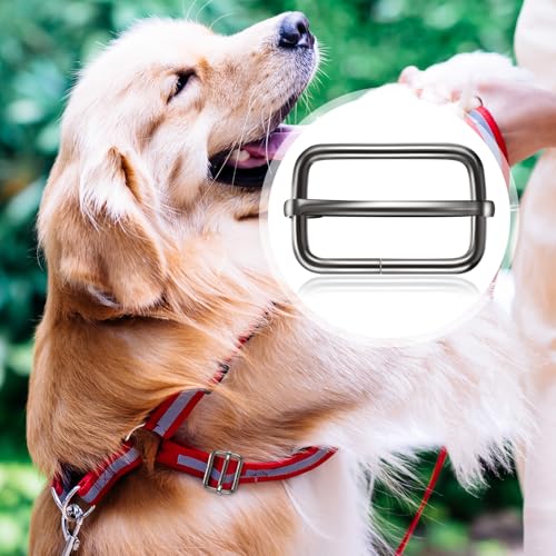 Tatuo 50 Pcs Slide Buckle 1 Inch Metal Tri-glide Slides Rectangle Buckle Adjustable for Fasteners, Strap, Backpack DIY(Black) - color: Black