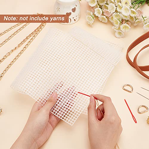 WADORN DIY Knitting Crochet Bags Kit, Hand-Knit Woven Bag Making Kit Mesh Plastic Canvas Sheets for Embroidery Cross Stitch DIY Shoulder Bag Making Accessories Handbag Crafting Yarn Weaving Kit, Brown - color: Brown