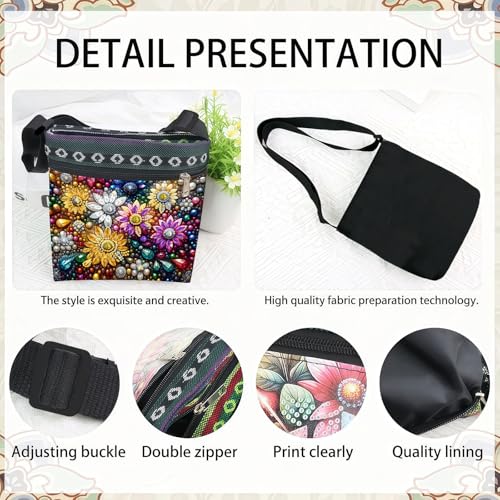 LSQFS DIY Diamond Painting Crossbody Bag, Diamond Art Kits for Adults, Colorful Floral Gem Art Purse, Craft Kits for Women with Adjustable Strap - color: Flower 4