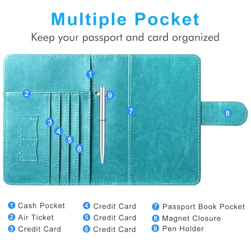 Passport Holder Cover, ACdream Protective Premium Leather RFID Blocking Wallet Travel Case for Passport/Credit Card/Air Ticket, - color: Z- Almond Blossom