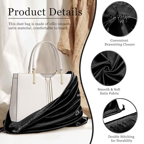 P Pothuiny 2 Pcs Satin Dust Bags for Handbags - color: Black