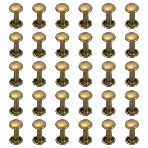uxcell 100 Sets Double Cap Leather Rivets, 6x10mm Round Cap Metal Studs Rivets for Leather Craft Repair DIY Purse Belts Bags Shoes, Bronze - color: Bronze, size: 6x10mm