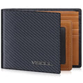 VISOUL Mens Carbon Fiber Leather Bifold Wallet with 2 ID Windows, RFID Blocking Stylish Wallet for Men with 2 Cash Compartments (Black+Yellow) - color: Black+Yellow