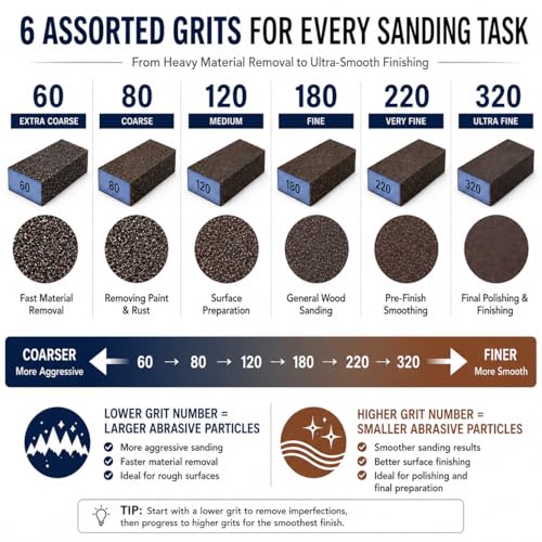 Sanding Sponge, Coarse Medium Fine Grit Sanding Block, Sander Sponges for Drywall Metal, Sandpaper Sponge Sanding Blocks for Wood (4, 220 * 4) - size: 220*4