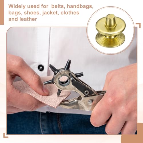 HARFINGTON 15Set Brass Rivets and Burrs Washers 9x3.3x12mm Polish Finish Solid Leather Rivet Fastener Studs Posts for Leather DIY Craft Belts Wallets Collars, Gold Yellow - color: Gold Yellow, size: 9x3.3x12mm