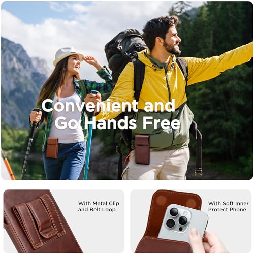 Holster for iPhone 17, 17 Pro, 16, 16 Pro, 15, 15 Pro, 14, 14 Pro, 13, 13 Pro, 12, Galaxy S26, S25, S24, Premium Leather Pouch with Belt Clip Phone Holster Belt Case, Coffee -M - color: Coffee, size: Medium