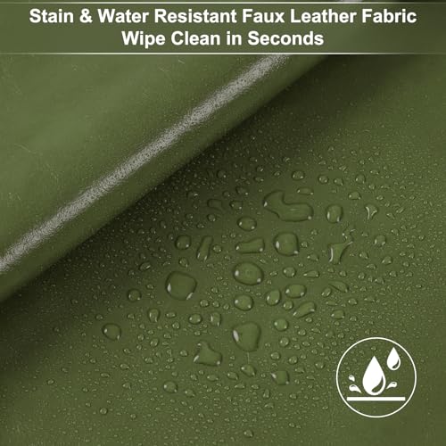 Faux Leather Fabric 54” W Vinyl Upholstery Fabric by The Yard Waterproof | 5 Yards Red Brown, 0.7mm, Synthetic PU Leather, Marine Vinyl, Soft Vegan Material, For Outdoor Boat Seat Car DIY Sewing - color: Olive, size: Pre-cut 5 Yards 58"x180"
