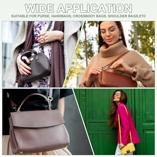 Leather Purse Strap Replacement PU Crossbody Adjustable Long Strap | Silver Swivel Clasps - color: Brown Silver, size: 43-47 Inch