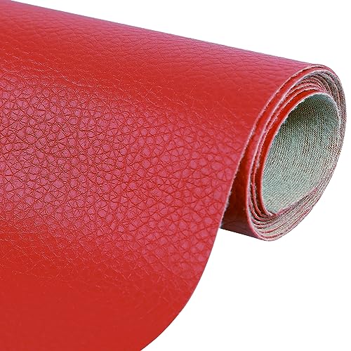 Marine Vinyl Upholstery Faux Leather Fabric, 1 Yard Red | Marine Grade Faux Leather Vinyl by the Yard, Waterproof, Soft & Durable, for Boat, Furniture Upholstery, DIY Sewing Crafts - color: Red, size: 1 Yard 55" x 36" (Pre-cut)