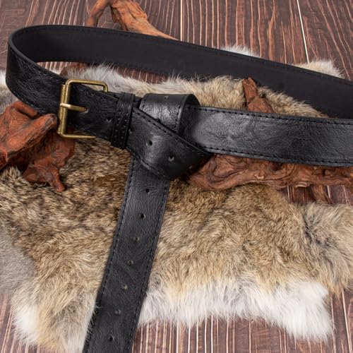 SUMGOGO Retro Belt Pouch Waist Bag Womens Fanny Pack Cellphone Holder Steampunk Medieval Renaissance Purse Costume Accessory - color: New-Black