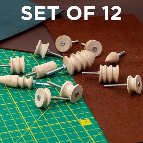 Shkira Set of 12 Leather Edge Burnishing Bits for Rotary Tools - Leathers Polishing Bits - Leatherman Working Tools - Perfect for Sanding, Polishing, Grinding Leather Edges & Burrs