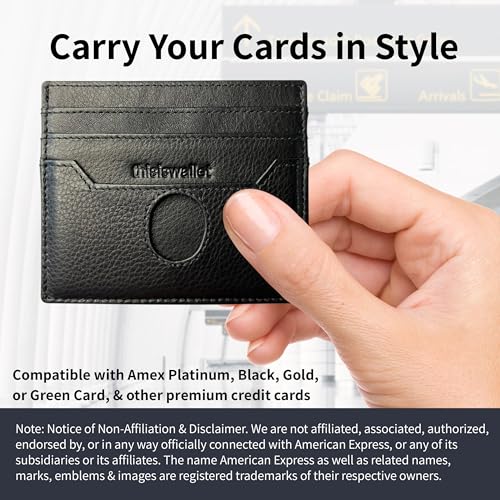 6 Card Minimalist Wallet for Men & Women - Genuine Leather Ultra Thin Black Credit Card Holder - Compatible with Amex Cards - style: 6-card Minimalist Wallet