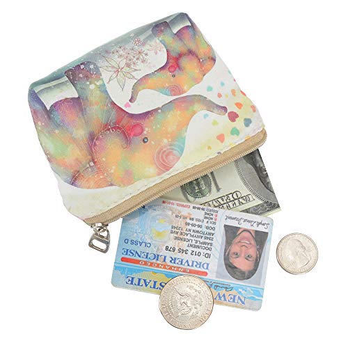 Women and Girls Cute Fashion Coin Purse Wallet Bag Change Pouch Key Holder - color: Mother Love Elephant