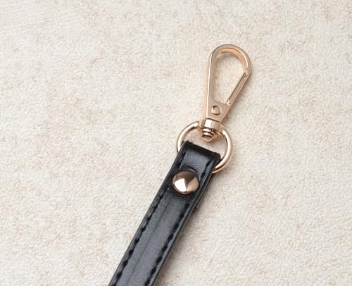 2 Pcs PU Leather Purse Straps with Swivel Clasps Replacement Handle for Women Purse Making Tote Shoulder Bag - color: Black